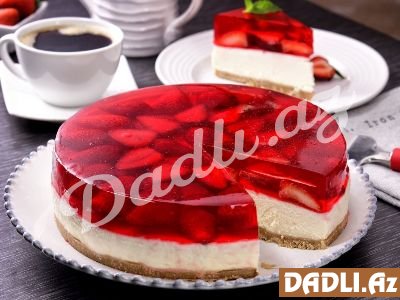 Çiyələkli allı gəlin tortu resepti