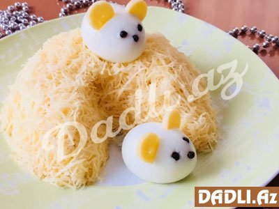 Bu ilin rəmzi ağ siçan salatı resepti - video resept