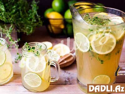 Limon və kəklikotu ilə soyuq çay resepti