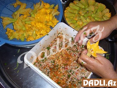 Fırında kabak çiçəyi dolması resepti