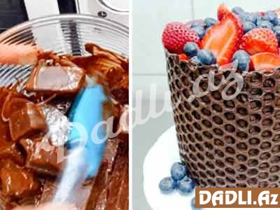 Şokoladlı meyvəli tort bəzədilmə resepti - Video resept