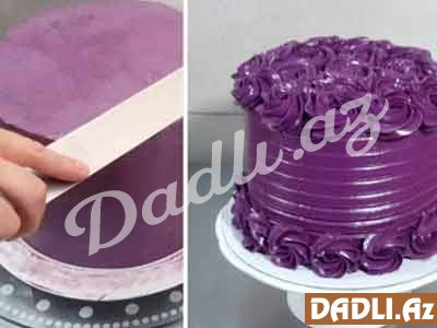 Kremli orta boy tort bəzədilmə resepti - Video resept