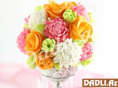 Şəkər xəmirindən çiçəkli buket hazırlama - FOTO DƏRS