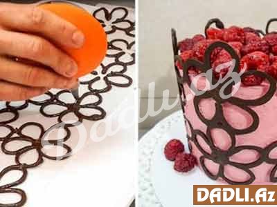 Şokolad bəzəkli tort bəzədilmə resepti - Video resept