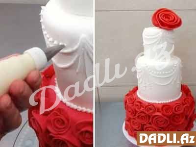 3 mərtəbəli nişan tortu bəzədilmə resepti - Video resept