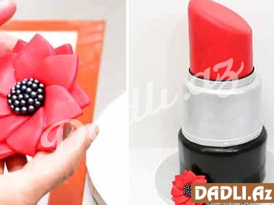 Dodaq boyası tort bəzədilmə resepti - Video resept