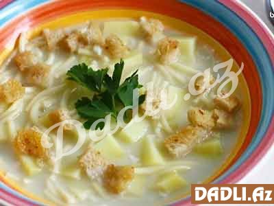 Pendirli sarımsaq çörəkli şorba resepti
