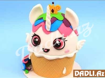 ICE CREAM Unicorn KAWAII tort bəzədilmə resepti - Video resept