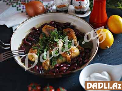 Frikase toyuqu lobya ilə resepti