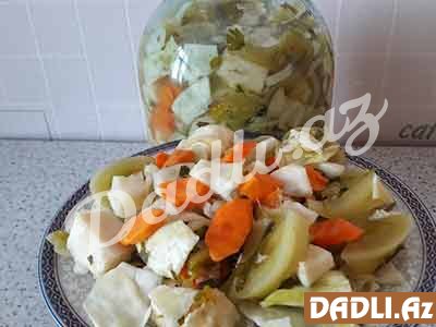 Göy pomidorla sirkəsiz qarışıq turşu resepti - Video resept