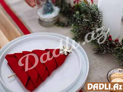 Yeni il üçün salfetdən şam ağacı hazırlama