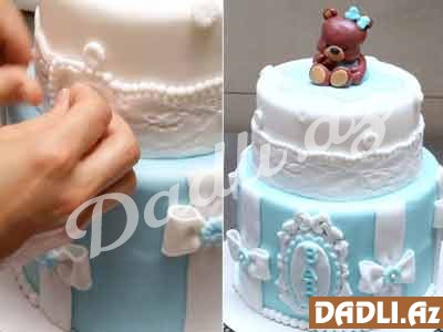 Baby shower (uşaq partisi üçün) tort bəzədilmə resepti - Video resept
