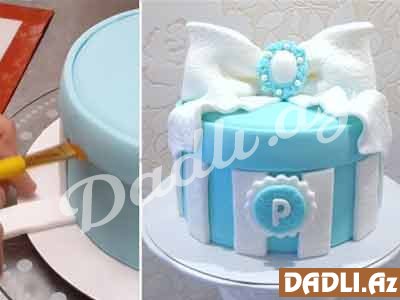 Hədiyyə qutusu tort bəzədilmə resepti - Video resept