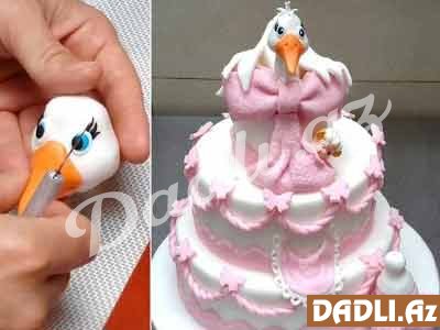 Baby shower (uşaq partisi üçün) tort bəzədilmə resepti - Video resept