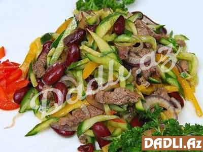 Ətli lobyalı salat resepti