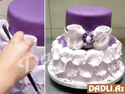 Gənc qız üçün yarpaqlı tort bəzədilmə resepti - Video resept