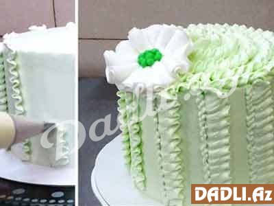 Kremli volan tort bəzədilmə resepti - Video resept