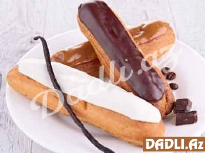 Pişik dili peçenye ilə şokoladlı ekler resepti