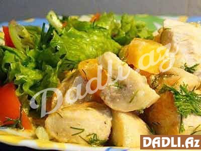 Göbələk və boranı ilə toyuq qovurması resepti - FOTO RESEPT