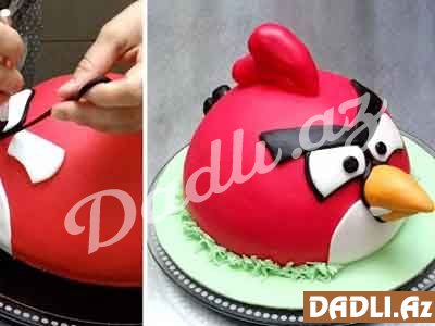 Angry Bird (əsəbi quş) tort bəzədilmə resepti - Video resept