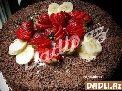 Şokoladlı,qaymaqlı,meyvəli tort resepti