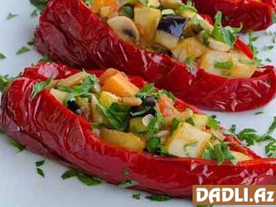 Tərəvəzli qırmızı bibər dolması resepti
