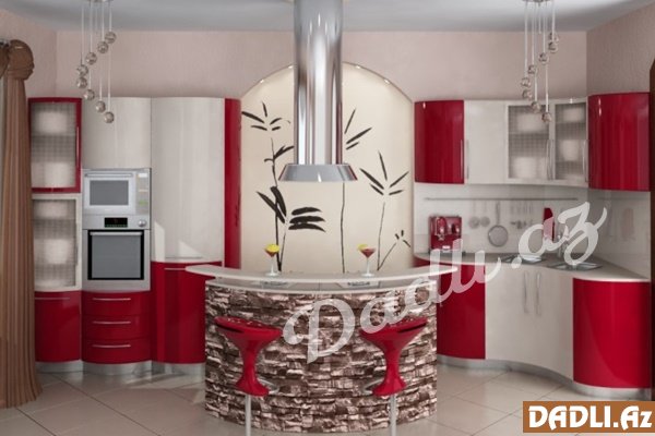 Qırmızı rəngli mətbəx dekorasiyaları