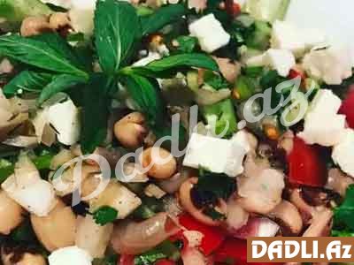 Təzə tərəvəzlərlə,lobyalı salatı resepti