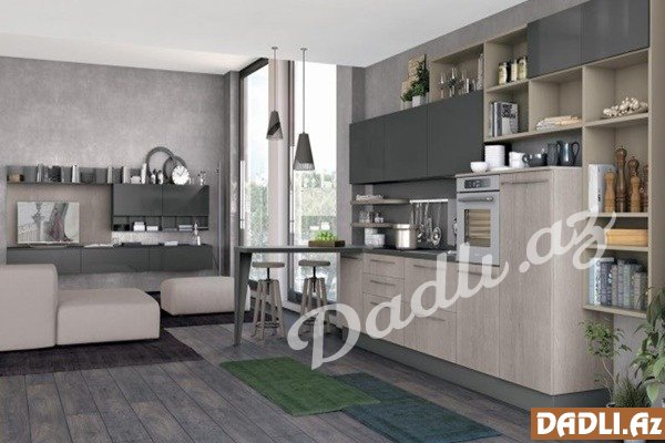 Modern və klassik qarışığı olan mətbəx dekorasiyaları