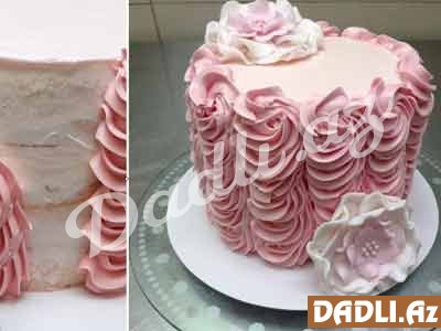 Kremli gül tort bəzədilmə resepti - Video resept