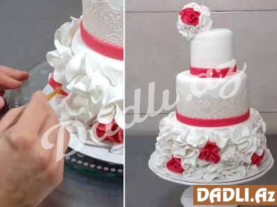 Sadə və eleqant görünüşlü (toy,nişan) tort bəzədilmə resepti - Video resept