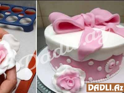 Güllü hədiyyə qutusu tort bəzədilmə resepti - Video resept