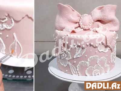 Naxışlı hədiyyə qutusu tort bəzədilmə resepti - Video resept