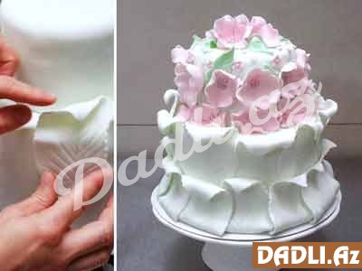 2 mərtəbə gül tort bəzədilmə resepti - Video resept