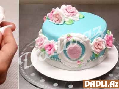 Rəngli çiçəklər şəkər xəmiri tort bəzədilmə resepti - Video resept