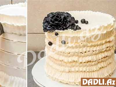 Sadə kremli volan tort bəzədilmə resepti - Video resept