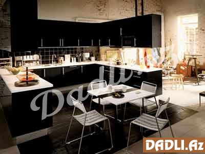 Amerikan  mətbəx və salon dekorasiyası