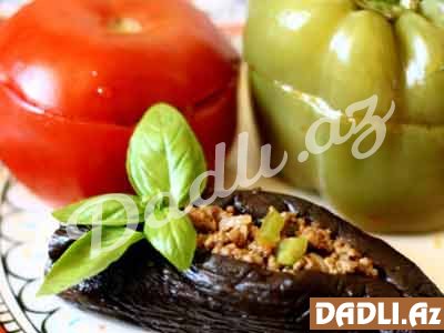 Sobada badımcan, bibər, pomidor dolması resepti