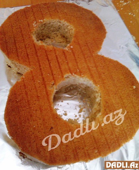 8 rəqəm tort hazırlama - FOTO RESEPT