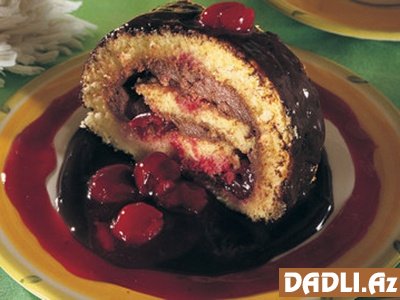 Vişnəli şokoladlı rulet tort resepti